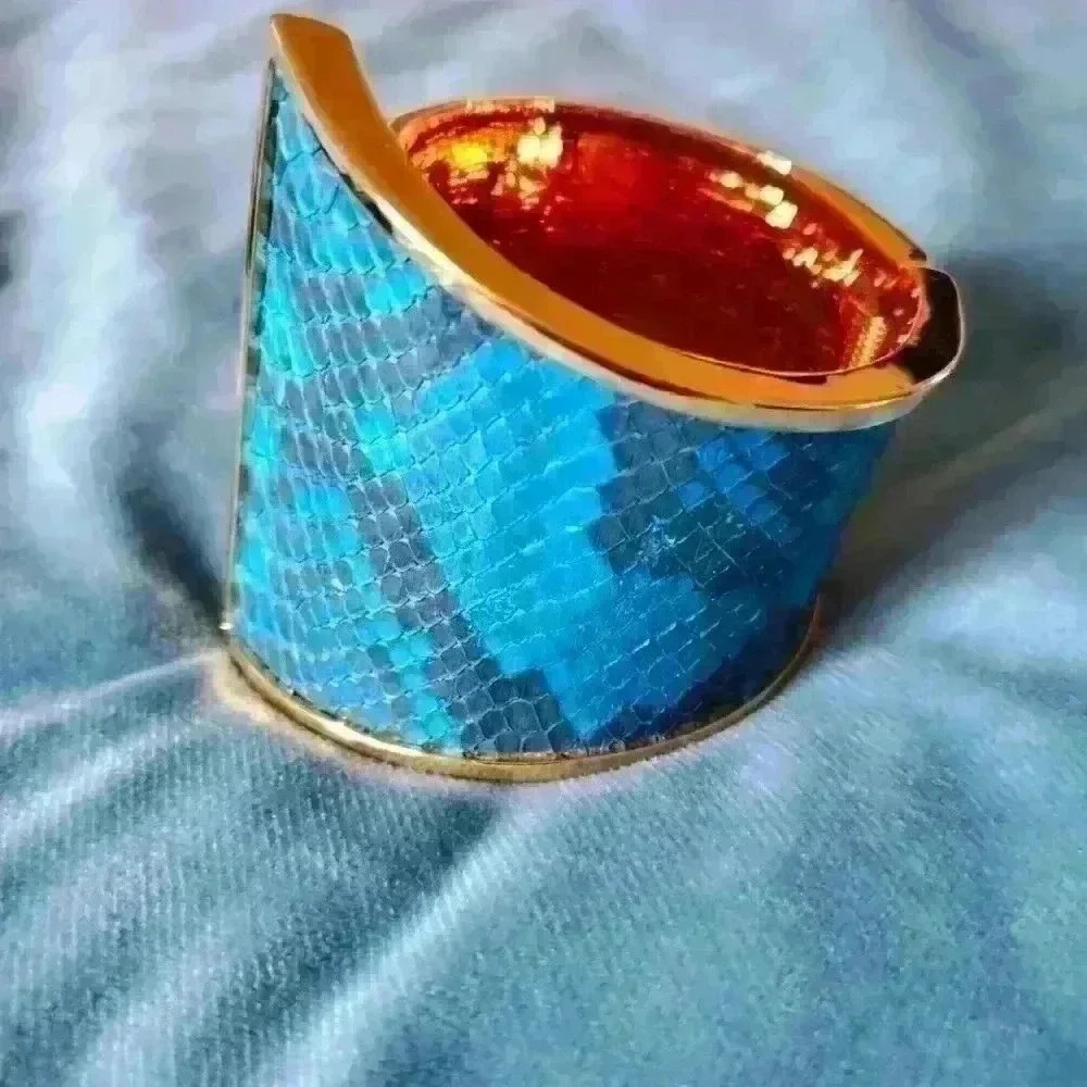 Kara Ross  teal snakeskin cuff